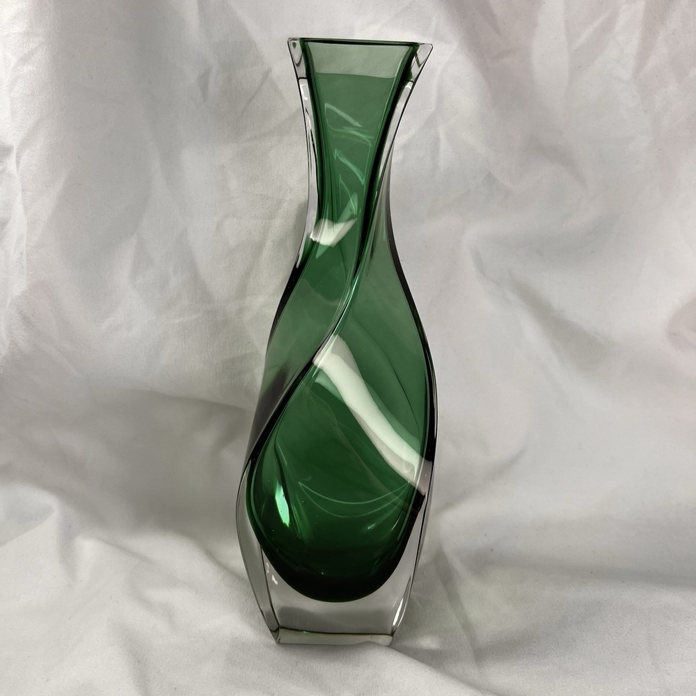 VTG 1997 Royal Gallery 24% Lead Crystal Vase Emerald Green 8" - Picture 3 of 10